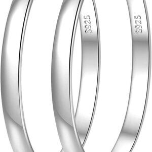 Elegant 50mm Silver Sterling Silver Hoop Earrings, Hypoallergenic Lightweight Ho